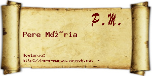 Pere Mária névjegykártya